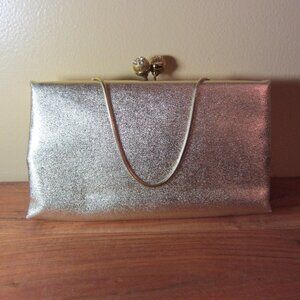 gold clutch evening bag with coin purse vintage after five (CL351)